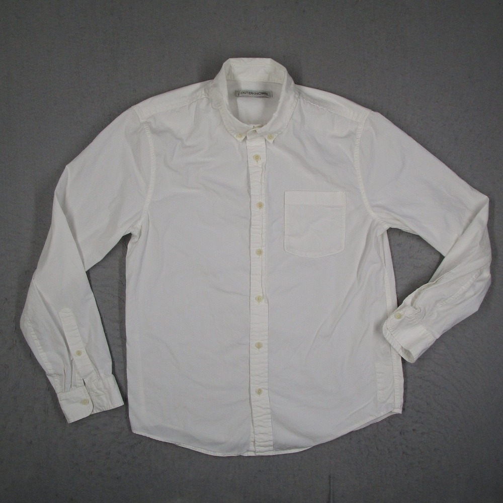 Outerknown Mens Organic Cotton Button Down Shirt White Long Sleeve Small
